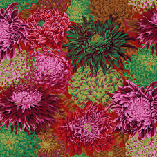 Cotton fabric Japanese Chrysanthemum, scarlett