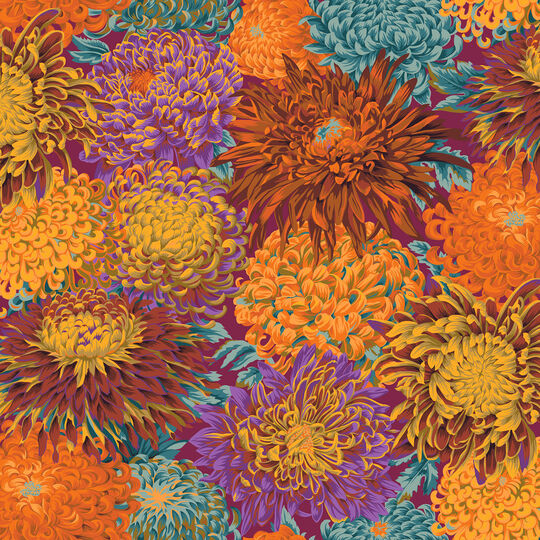 Cotton fabric Japanese Chrysanthemum, autumn image number