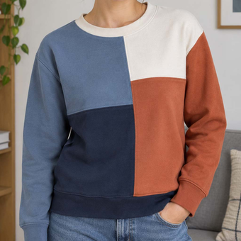 Overlocken - Colour-Blocking Pullover mit der L6 Serie
